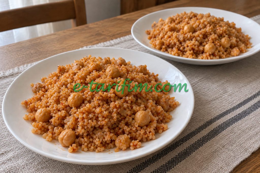İki kişilik nohutlu bulgur pilavı, temsili yemek görseli