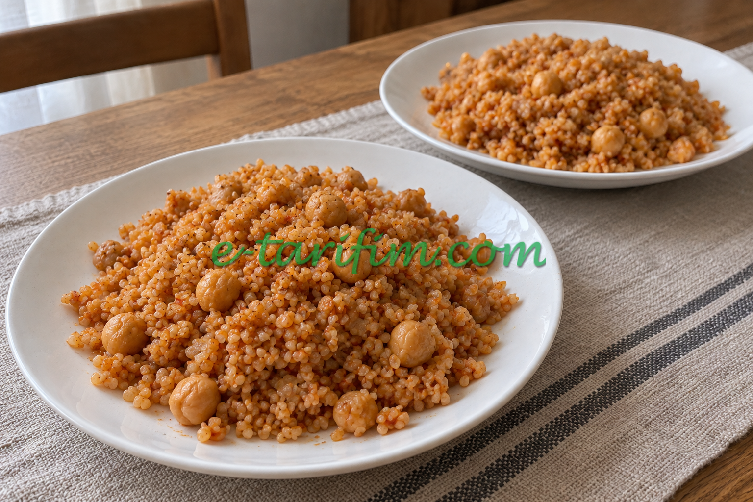 İki kişilik nohutlu bulgur pilavı, temsili yemek görseli